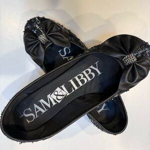 Sam & Libby Black Sequin Bow Flats